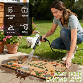 TIKIRUGI fade-resistant surface maintains bright designs across seasons.