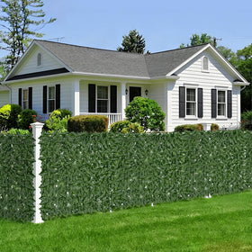 Tikroom faux ivy leaves dense privacy panel creates a lush backdrop.