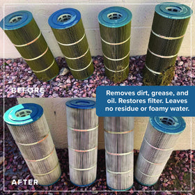 Filter soaking in Tillbrook solution to remove oils and debris