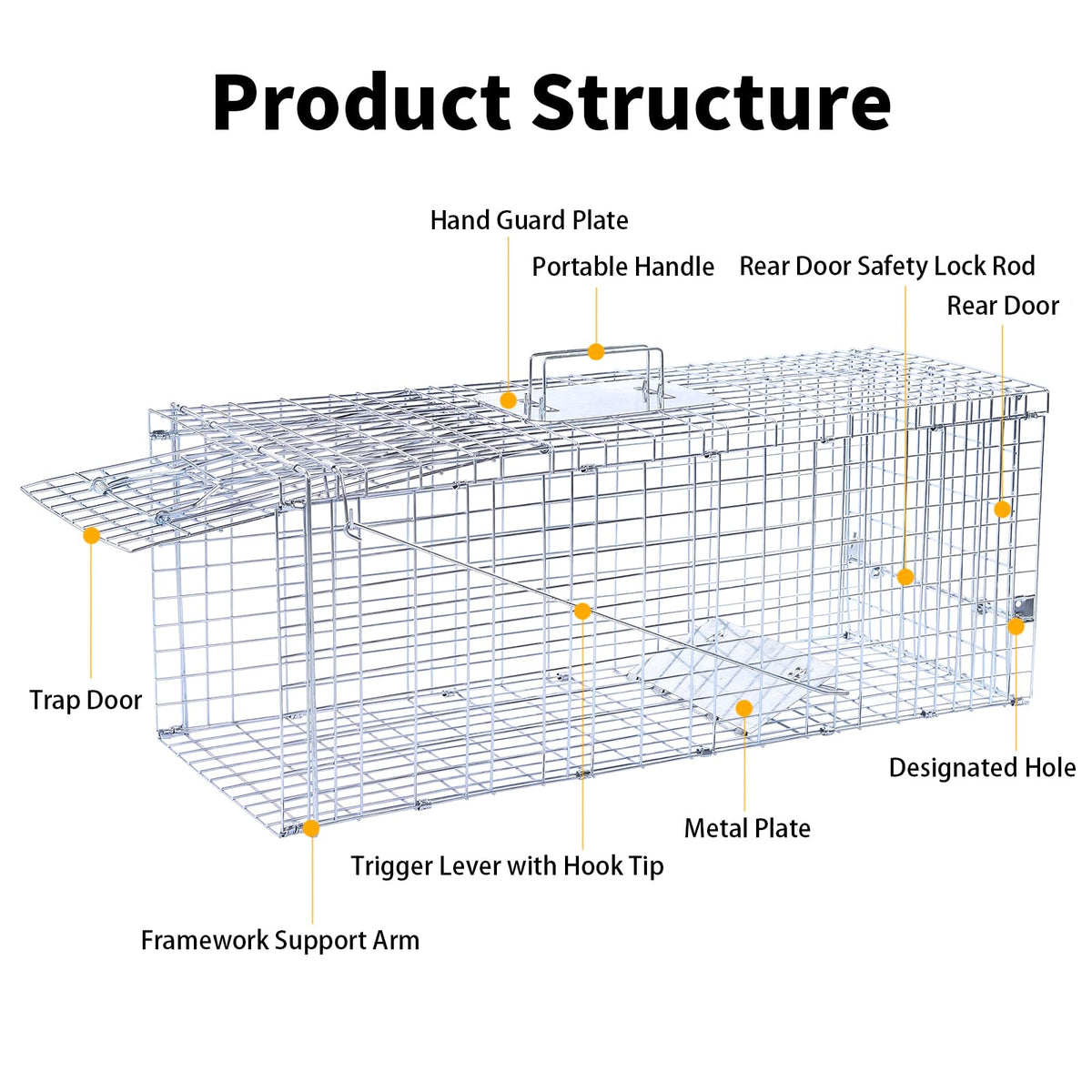 Timaze 32-inch live animal trap built with rust-resistant galvanized steel