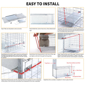 Timaze 42-inch live trap folded storage demonstrates easy, compact setup.