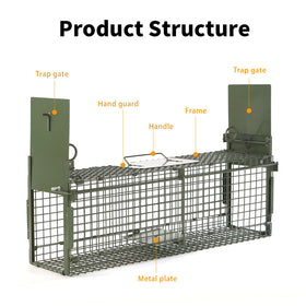 Timaze trap folded for compact storage with protective handle
