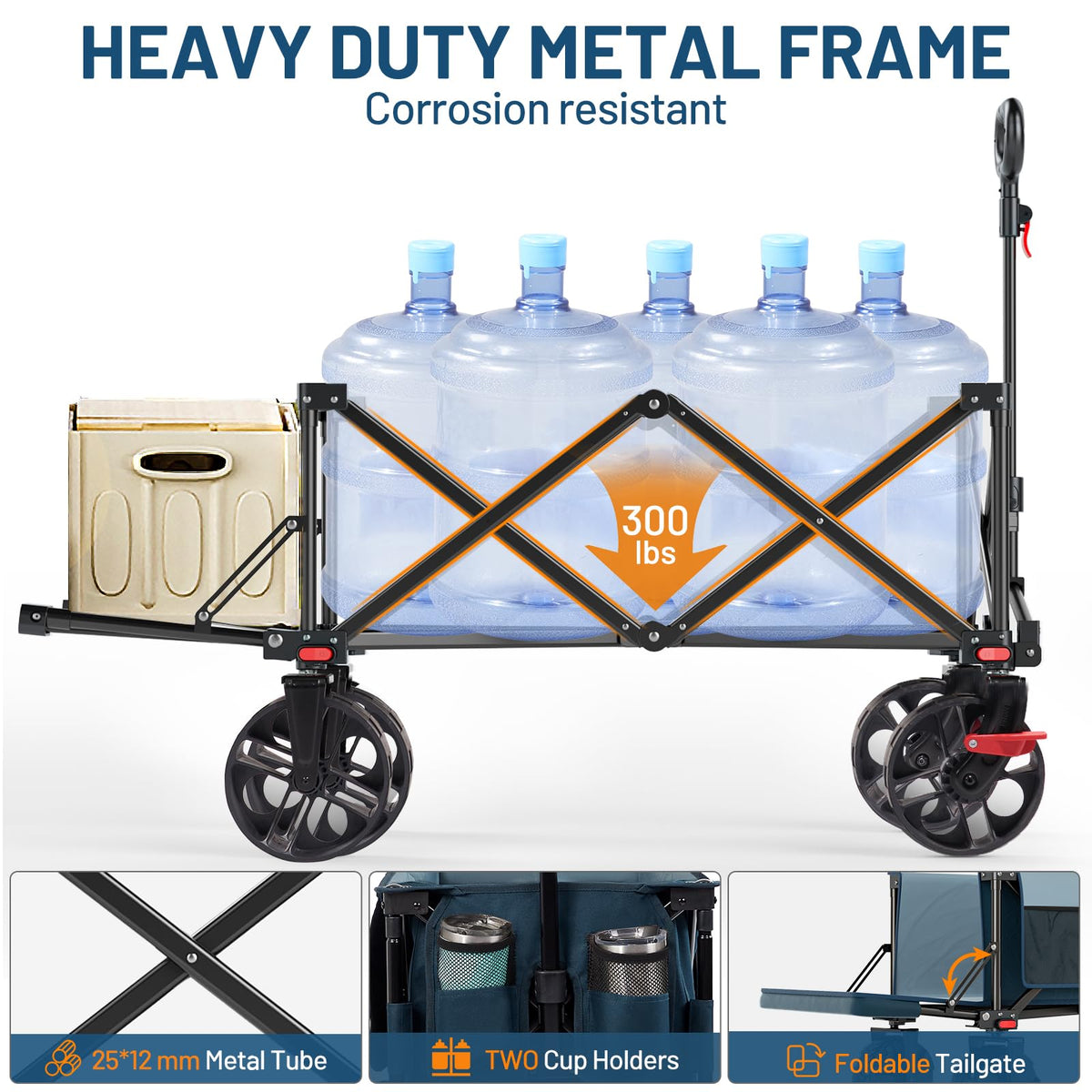 Timber Ridge 500D Oxford fabric blue wagon withstands wear and cleans easily