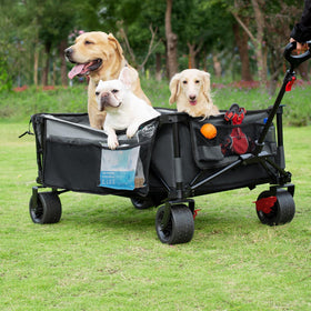 Timber Ridge 600L Beast Wagon in garden setting with tools.
