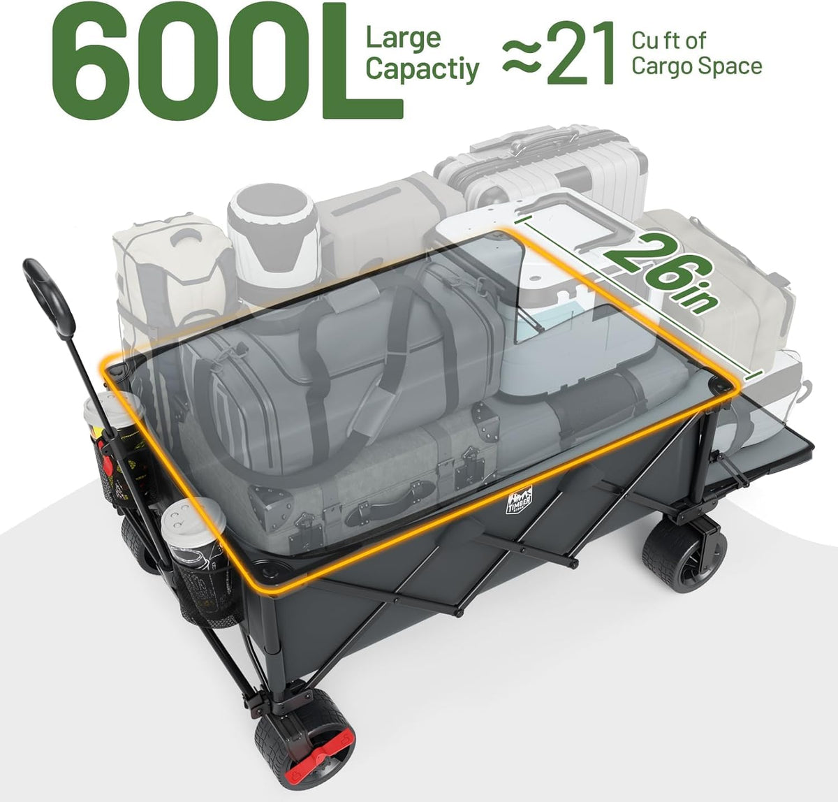 Timber Ridge 600L Beast Wagon steel frame for heavy loads.