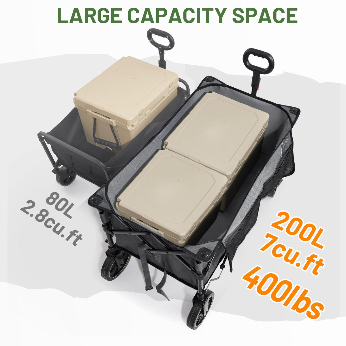 TIMBER RIDGE collapsible wagon with front brakes for incline control