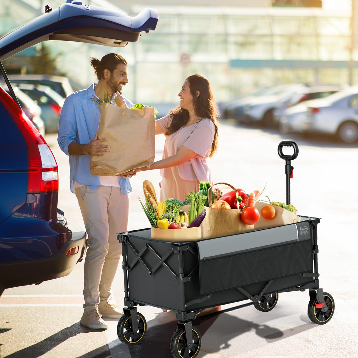 TIMBER RIDGE collapsible wagon grey finish suitable for many tasks