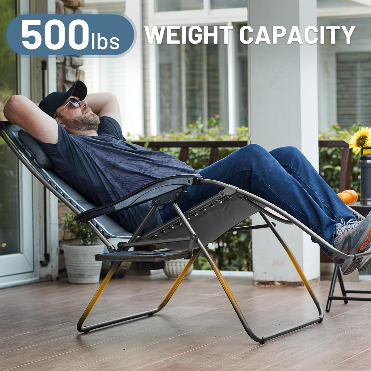 Timber Ridge padded-seat-zero-gravity-chair offers plush comfort outdoors.