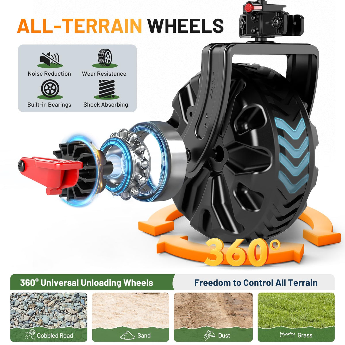 TIMBER RIDGE wagon with all-terrain wheels ready for sand or grass.