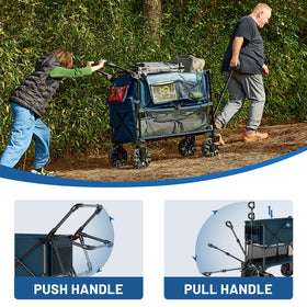 TIMBER RIDGE Push & Pull Double Decker Wagon all-terrain wheels roll on sand and grass