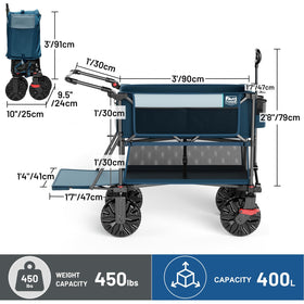 TIMBER RIDGE Push & Pull Double Decker Wagon compact storage for tight spaces