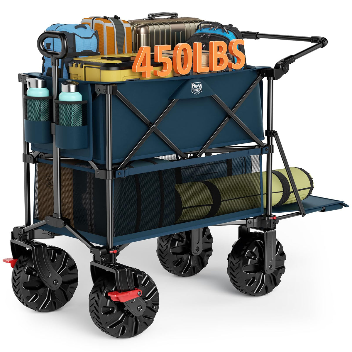 TIMBER RIDGE Push & Pull Double Decker Wagon handle for easy maneuvering