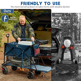 TIMBER RIDGE Push & Pull Double Decker Wagon drop-down tailgate for quick access