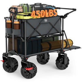 Timber Ridge double decker wagon with push-pull handle for easy maneuvering.