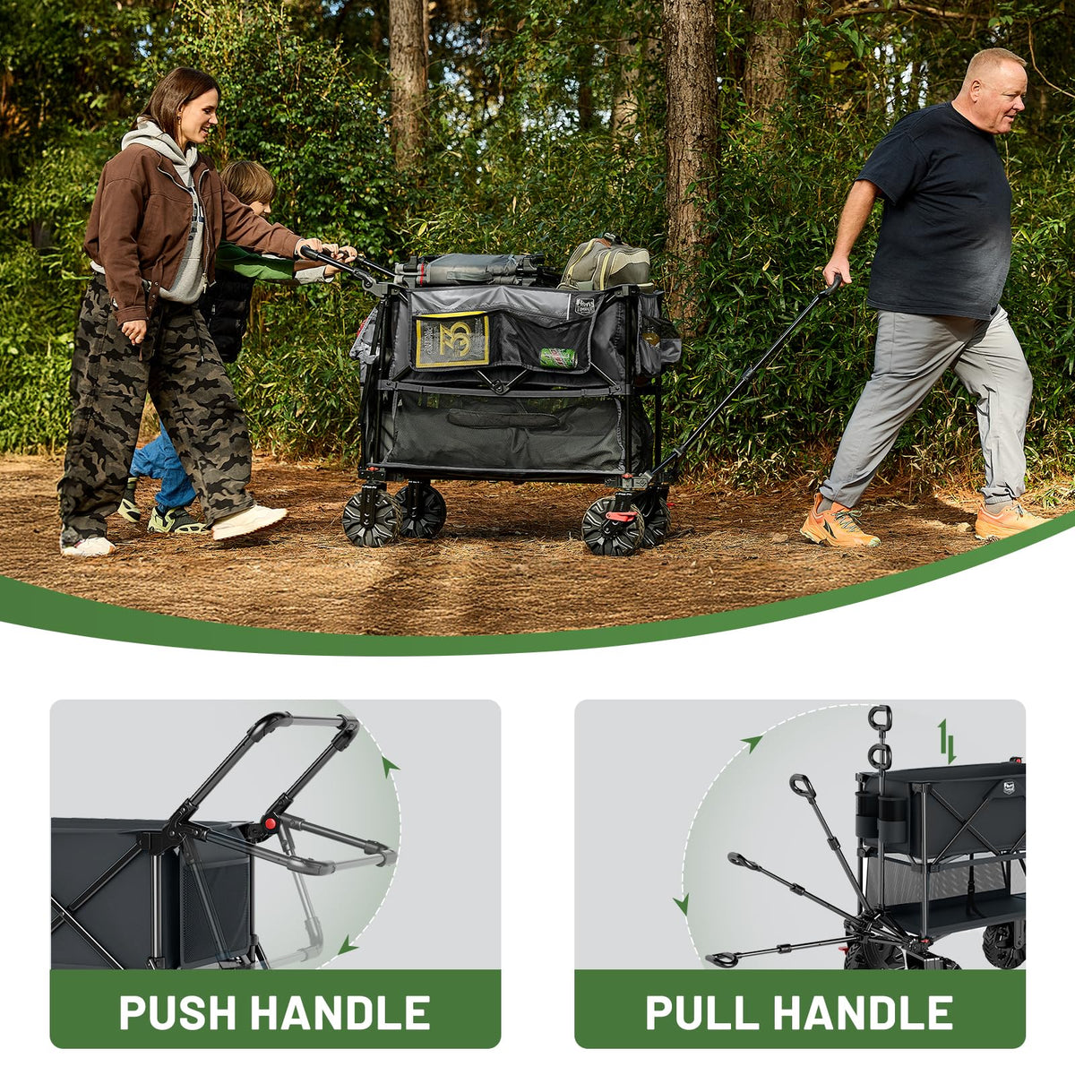 Quick-fold design makes Timber Ridge wagon easy to store in trunks.