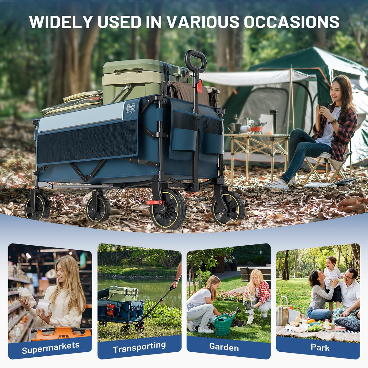Timber Ridge telescopic handle adjusts for comfortable towing.