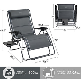 Timber Ridge zero-gravity-chair-side-table enabling easy access to drinks.