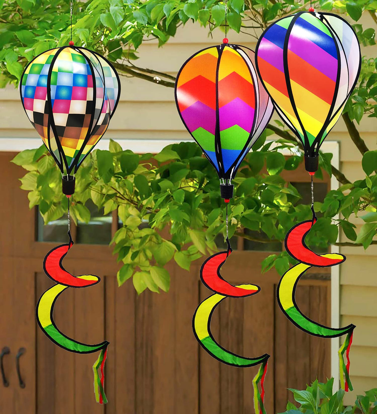 Timecity rainbow windmill spinner for patio creates a lively focal point