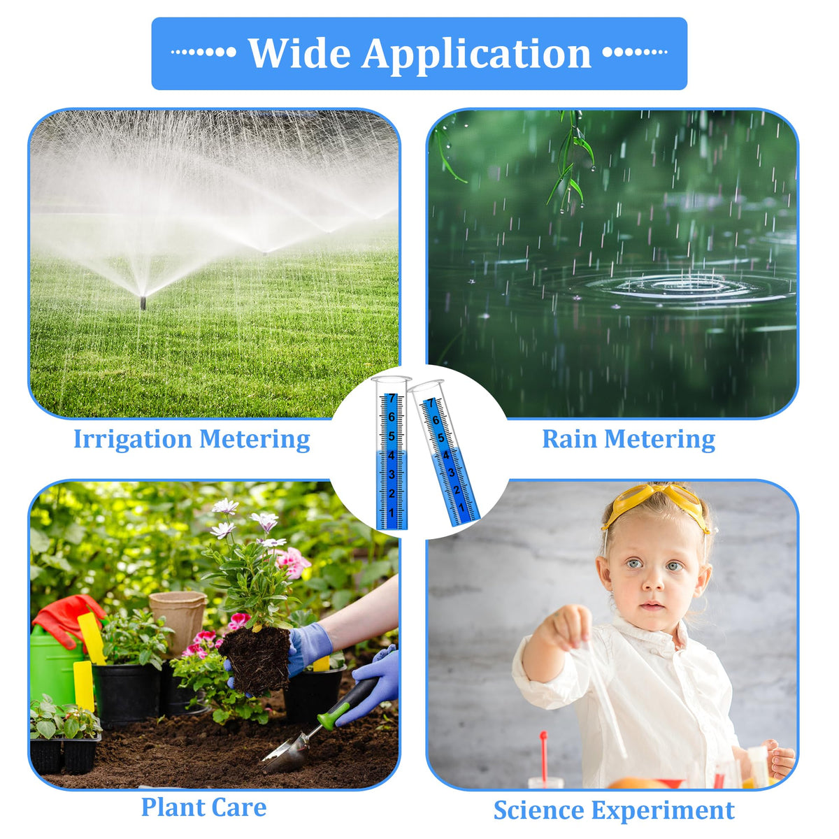 Timenued rain gauge shows large, readable inch scale