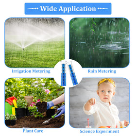Timenued rain gauge shows large, readable inch scale