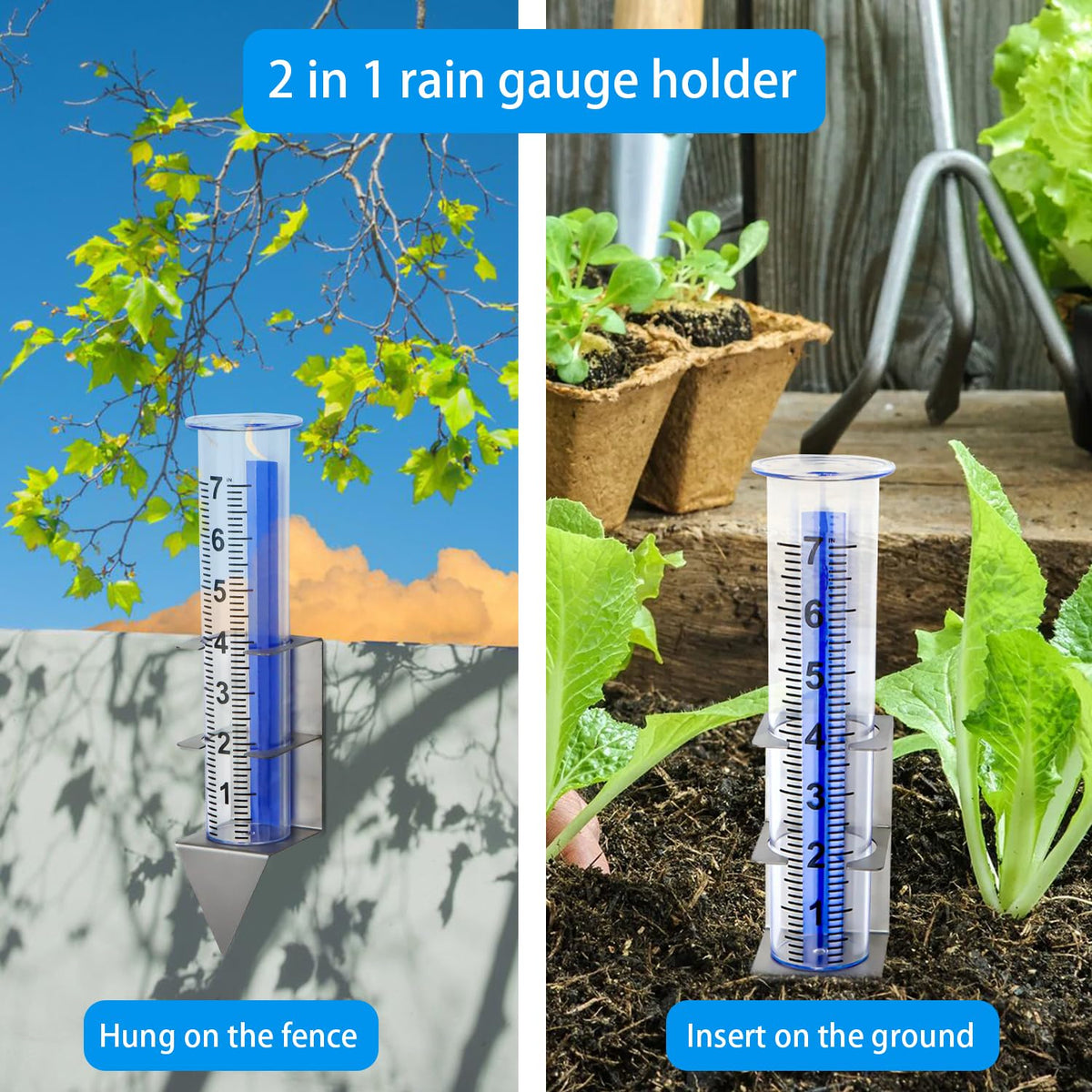 Timenued decorative art stake adds garden elegance while tracking rain.