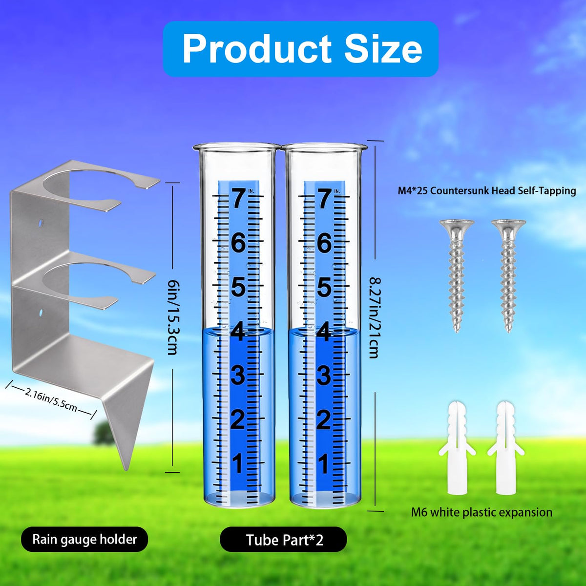 Timenued rain gauge easy installation with ground plug and post mounting.