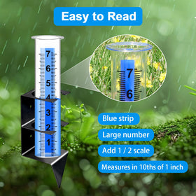 Timenued rain gauge freeze-proof plastic tube withstands weather conditions.