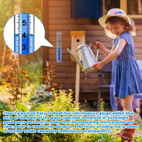 Timenued rain gauge in a lush garden setting offers functional decor.