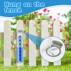 Timenued rain gauge installed on a post demonstrates easy, tidy mounting.