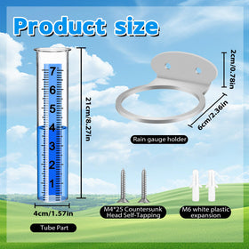 Timenued rain gauge plastic tube detail highlights thick, impact-resistant material.