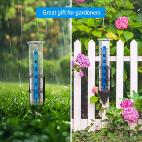Timenued rain gauge wide-use for yard, garden, patio, or farm monitoring.