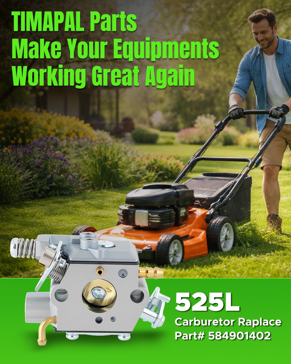 TIMEPAL spark plug included aids efficient two-stroke ignition and easier starts.