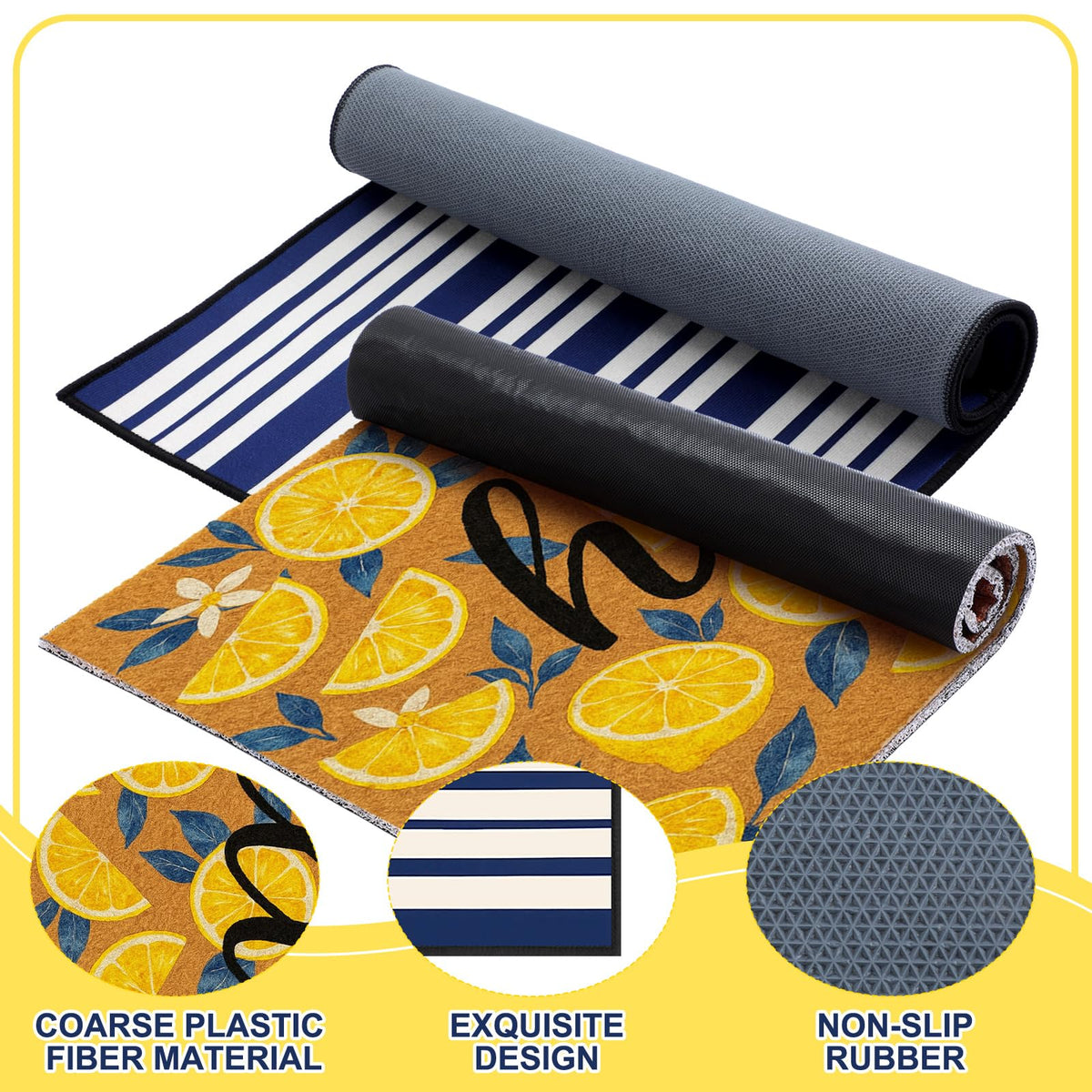 Timgle durable non-slip backing provides stability on different floor surfaces.