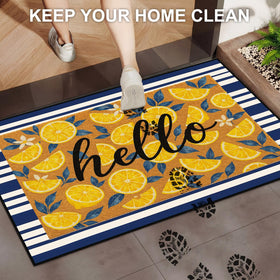 Timgle navy striped rug adds coastal flair while trapping dirt at the threshold.
