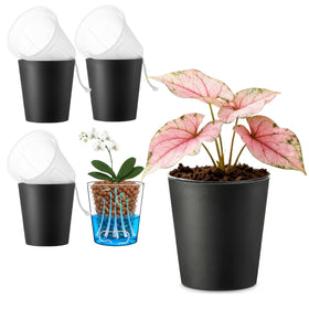 TineDew 3-pack cachepots with clear inner pot showing root moisture for easy monitoring