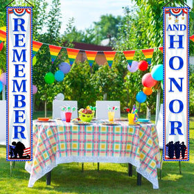 Tineit Memorial Day banner bottom holes for securing with weights