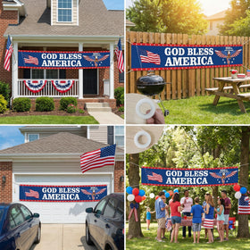 Tingjoo porch banner easy-hang with grommets, quick setup for instant outdoor impact