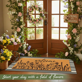 Tinideya black white plaid door mat offers contemporary style and reliable grip.
