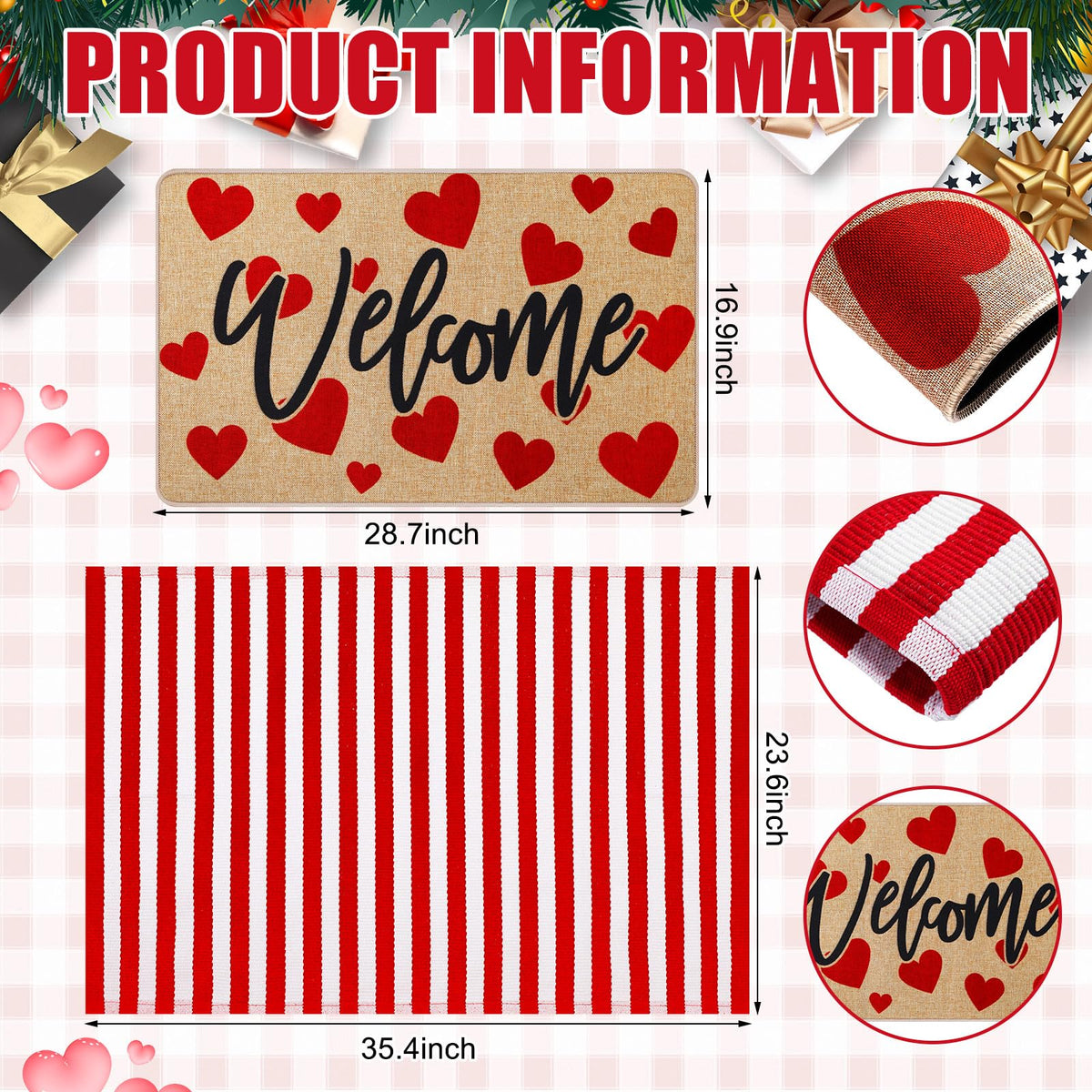 Tinideya front door rug welcome: cute strawberry motif invites guests with cheerful charm.