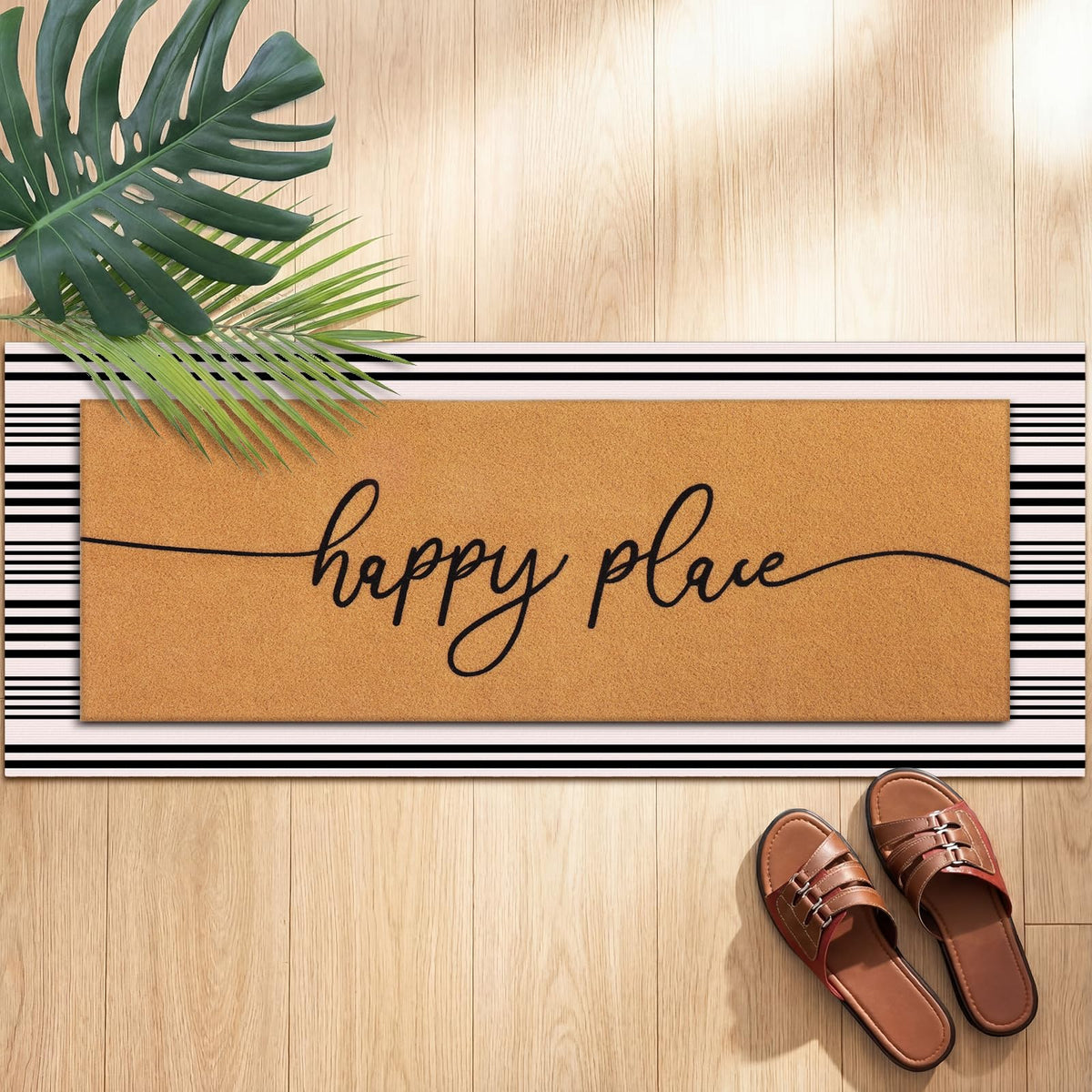 Tinideya Happy Place mat extra-large 57x143 cm for spacious doorways.