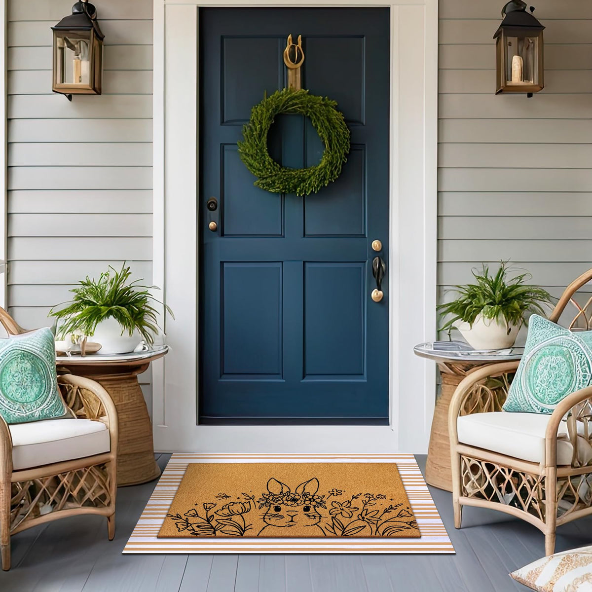 Tinideya outdoor welcome mat; easy-clean and sturdy