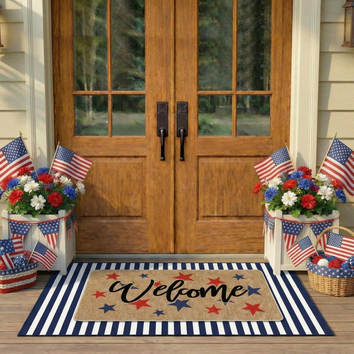 Tinideya patriotic door mat with star design welcomes guests at the front door