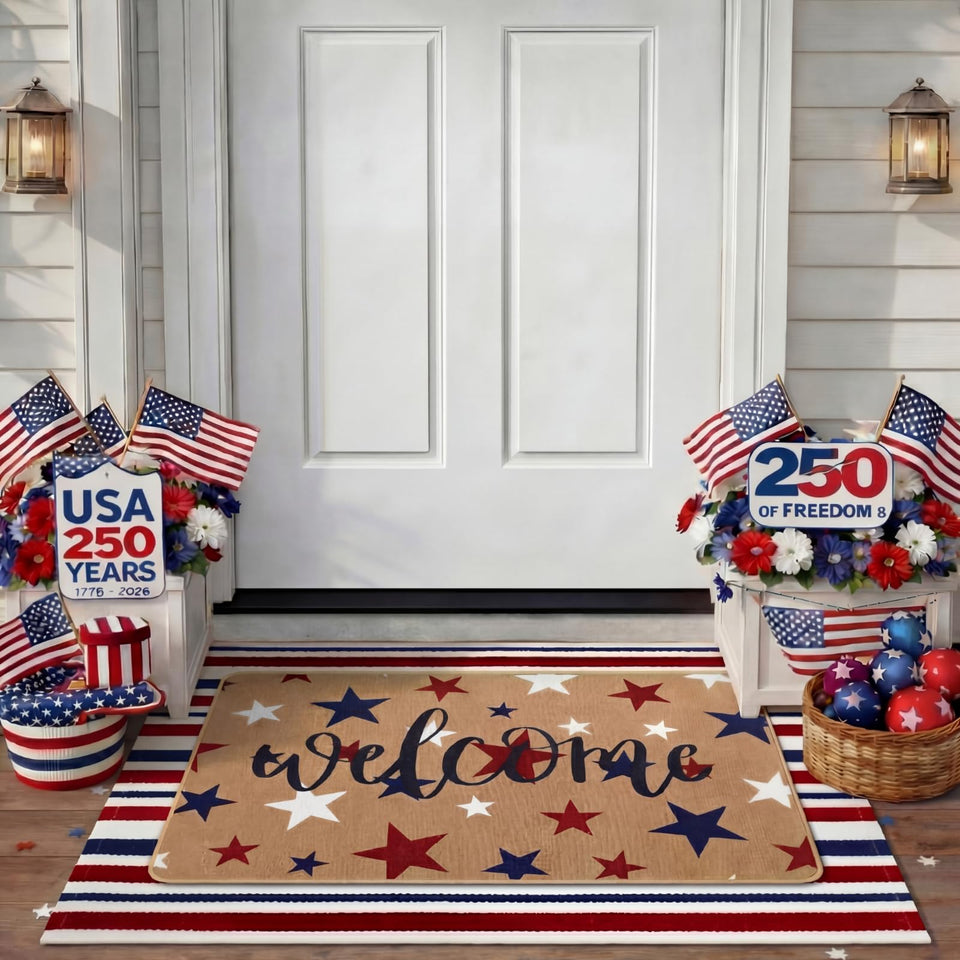 Tinideya patriotic door mat with dual-layer design for a welcoming entrance.