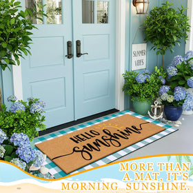 Tinideya polypropylene weave mat blends indoor elegance with outdoor practicality.