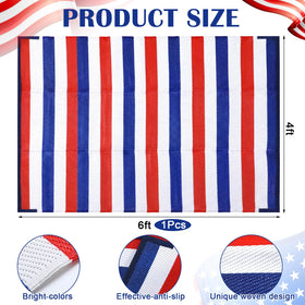 Tinideya red white blue striped mat adds festive entryway decor for holidays.