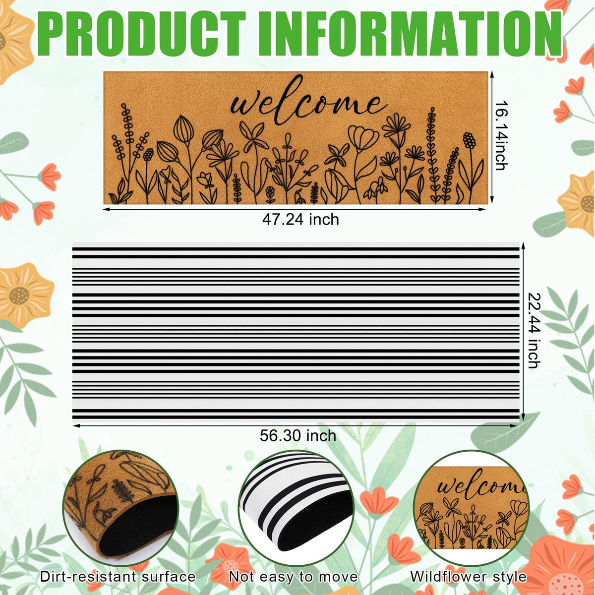 Tinideya spring wildflowers door mat creates inviting entry for guests.