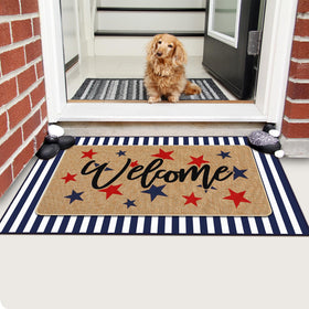 Tinideya star themed Independence Day mat enhances porch decor