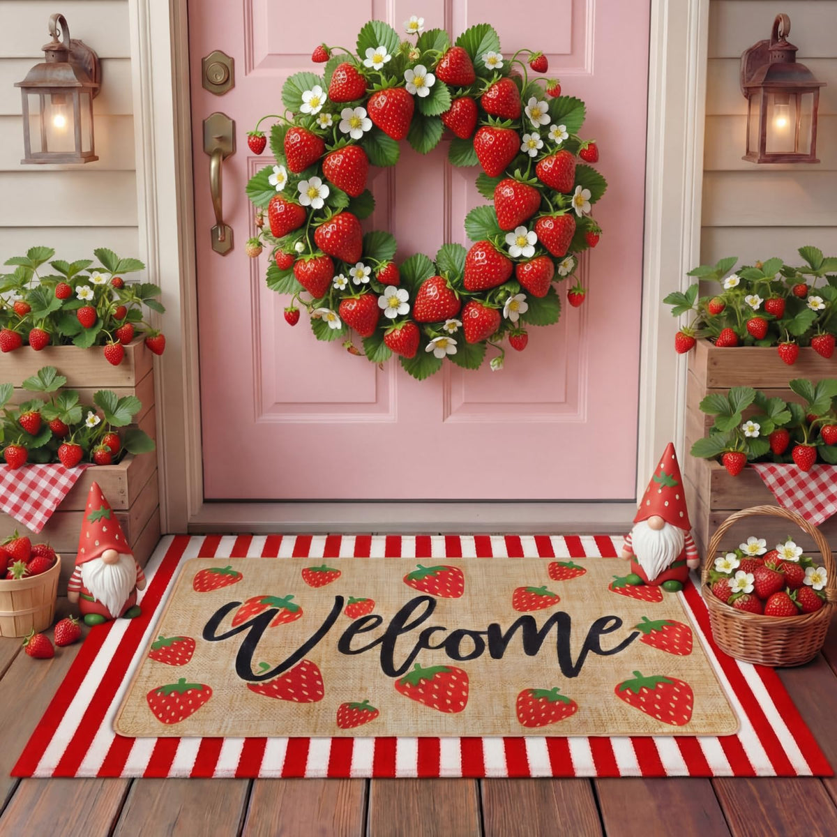 Tinideya strawberry layered doormat bottom: sturdy base for high-traffic entryways.