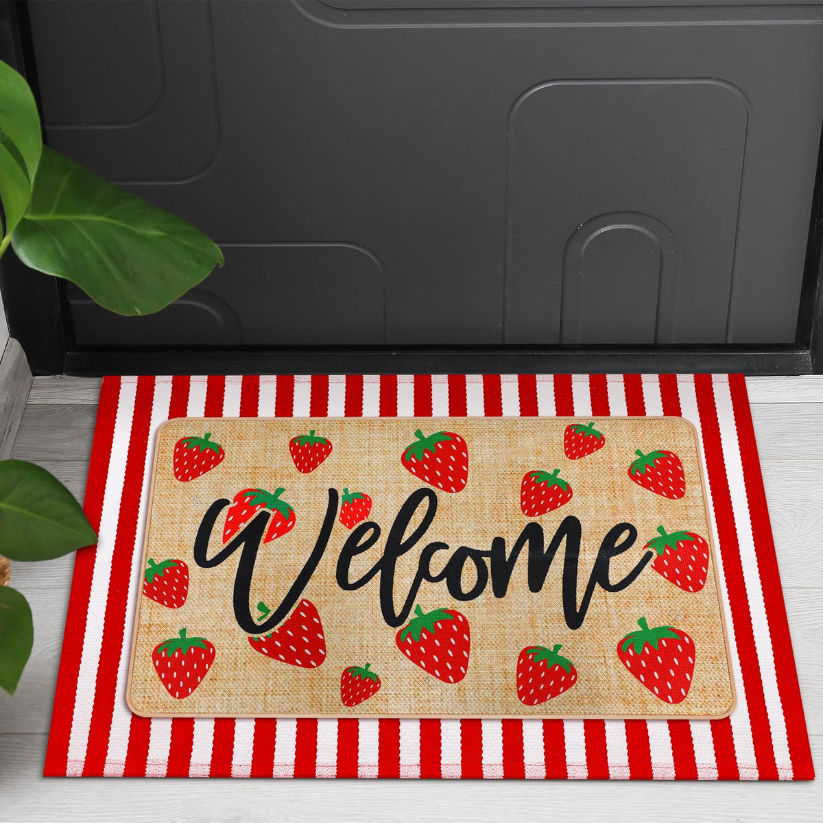 Tinideya strawberry linen texture design resists stains and conceals dirt.