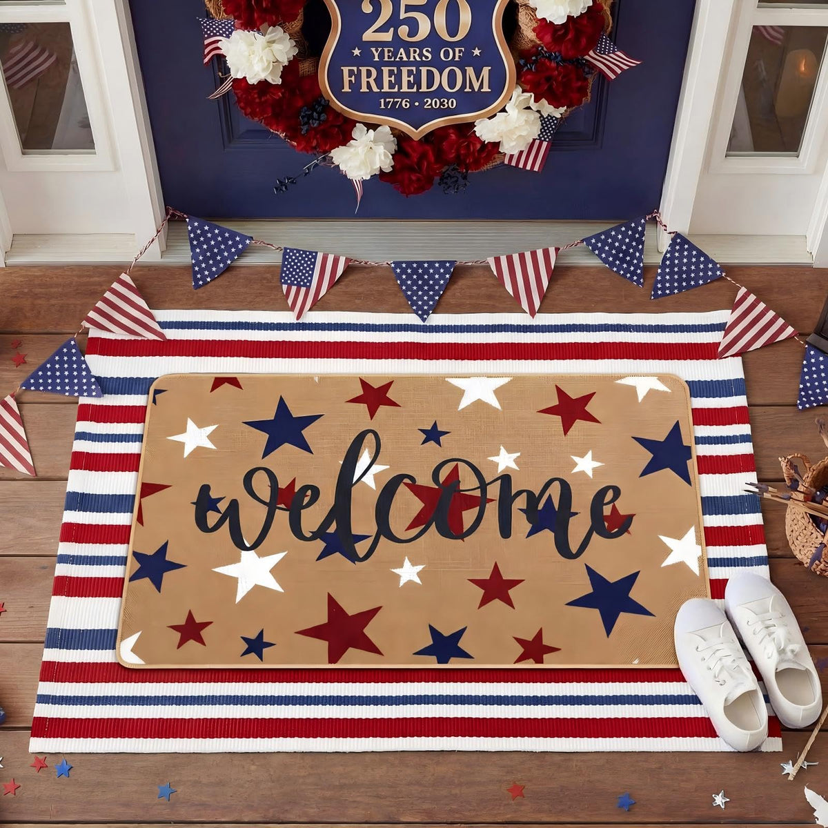 Tinideya two-layer doormat blends practicality with decorative flair.